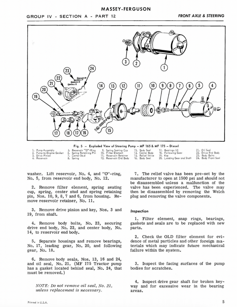 Massey Ferguson 175 Tractor - Service Manual
