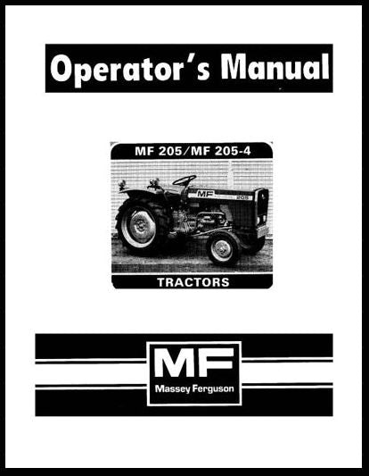 Massey Ferguson 205 and 205-4 Tractors Manual