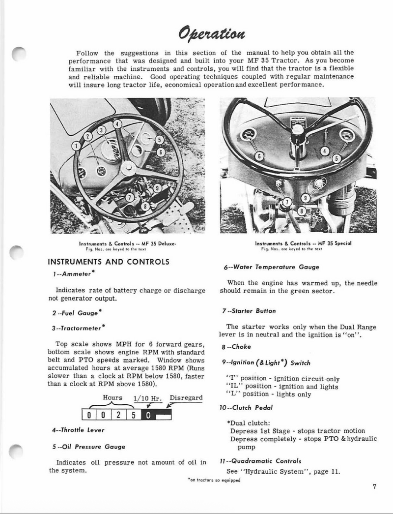 Massey Ferguson 35 Tractor - Operator's Manual