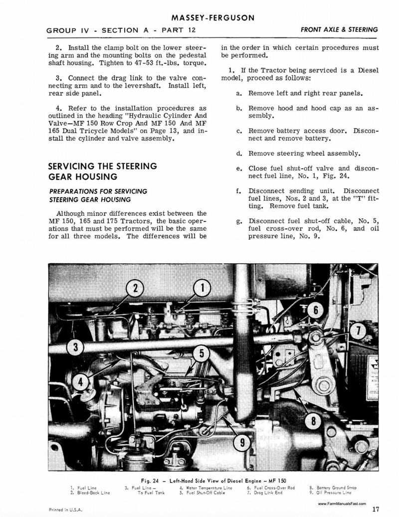 Massey Ferguson 175 Tractor - Service Manual