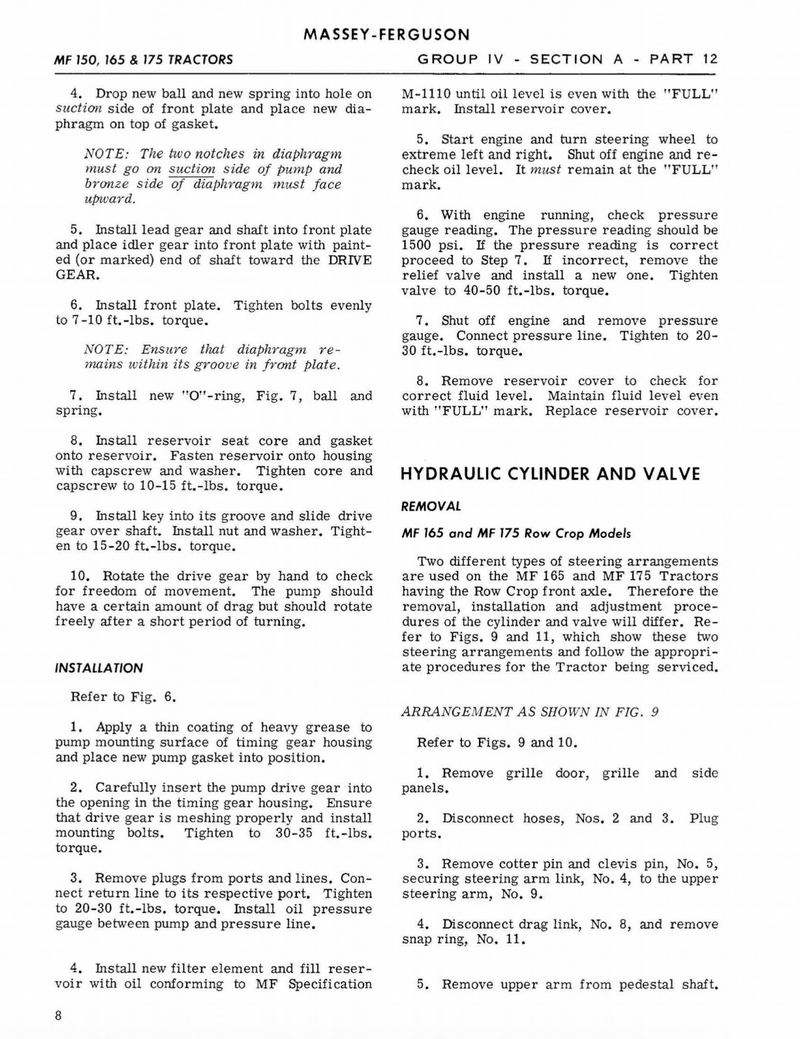 Massey Ferguson 175 Tractor - Service Manual