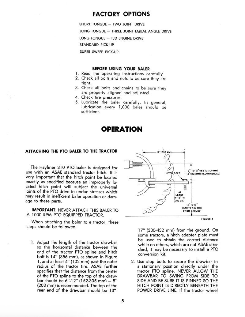 New Holland 310 Hay Baler - Operator's Manual