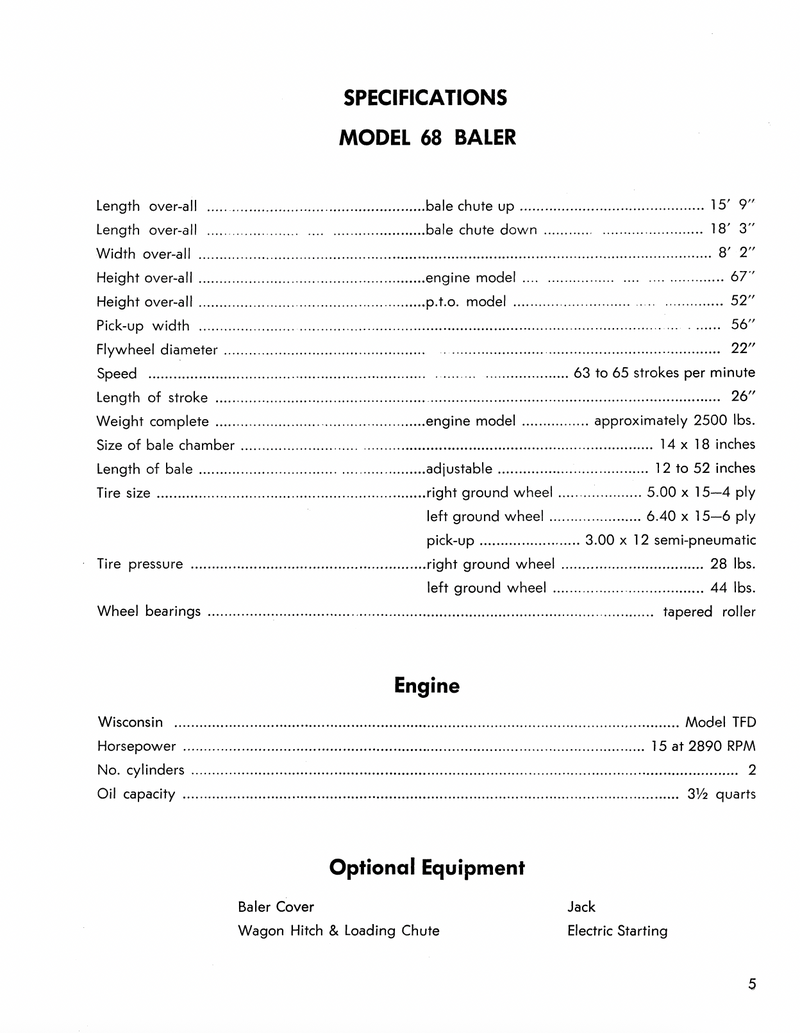 New Holland 68 and Super 68 Hay Baler - Operator's Manual