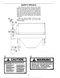 Safety decals and machine diagram for a Ford New Holland operator, with text on a white background.