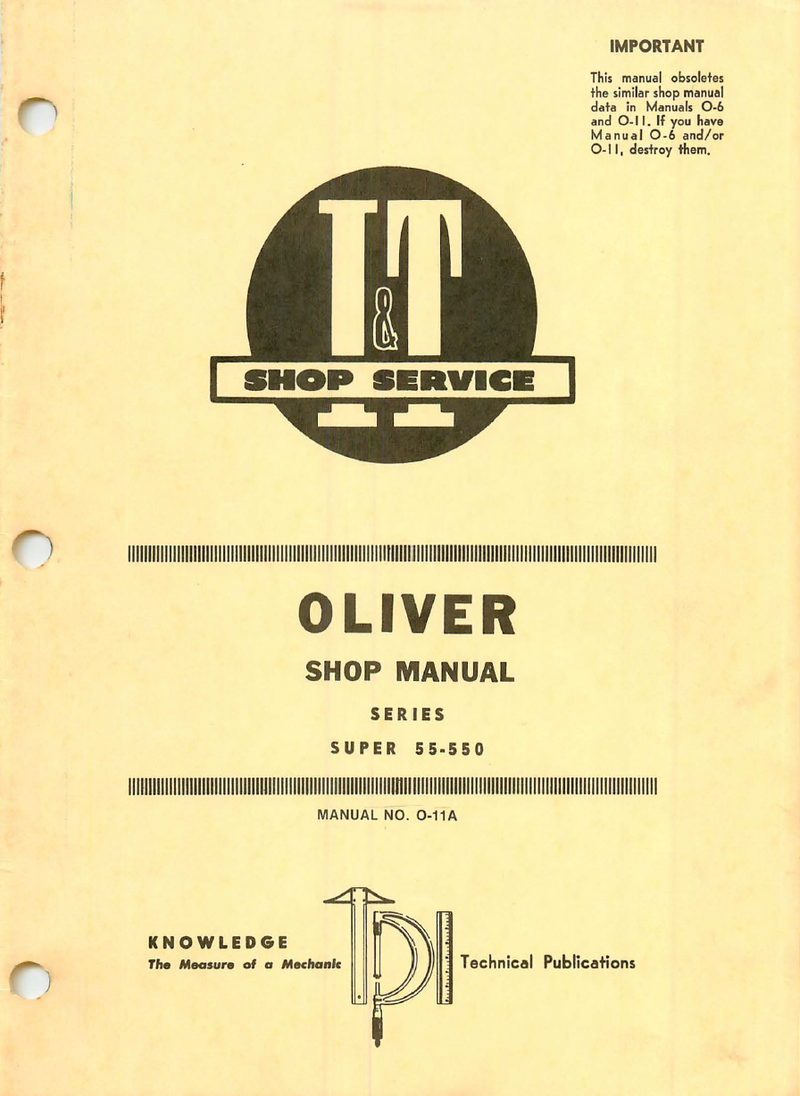 Oliver Super 55-550 Tractor - Service Manual