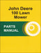 JD 100 Lawn Mower - Parts Catalog