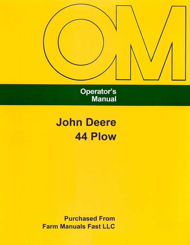 John Deere 44 Plow Manual Cover