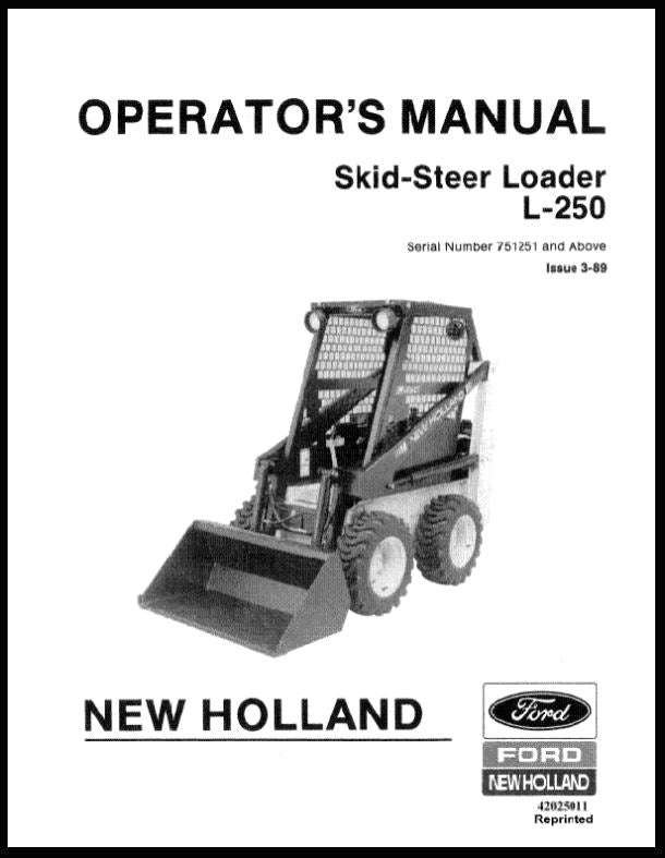 New Holland L-250 Skid Steer Manual