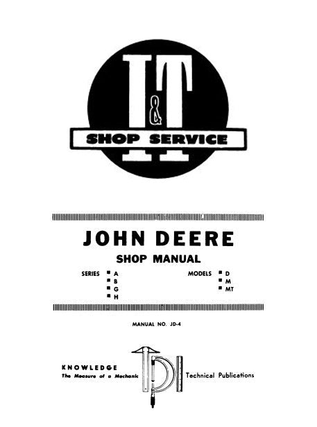 JD A, B, G, H, D, M, MT Tractors - Service Manual