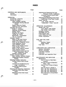 Table of contents or index page from a technical manual or book with text and numbers.