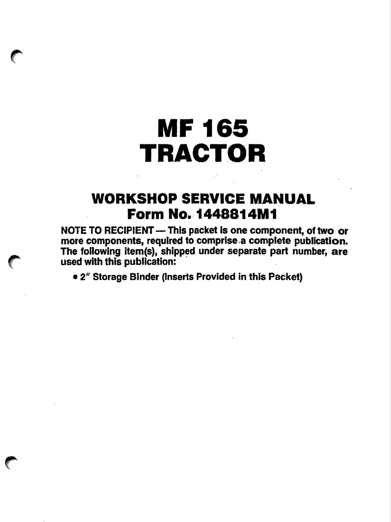 Massey Ferguson 165 Tractor - Service Manual
