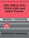 Massey Ferguson 205, 205-4, 210, 210-4, 220, and 220-4 Tractor - Service Manual