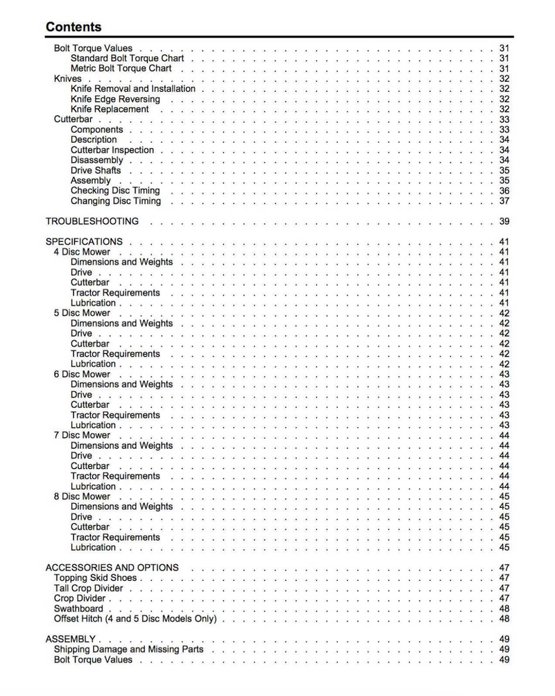 New Idea 5406, 5407, 5408, 5409, and 5410 Disc Mower - Operator's Manual