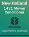 New Holland 1431 Mower Conditioner - Operator's Manual