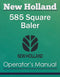 New Holland 585 Square Baler - Operator's Manual
