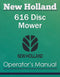 New Holland 616 Disc Mower - Operator's Manual