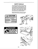 Safety decals and machine illustrations on a white background