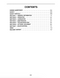 Table of contents for a manual or report with section headings and page numbers.