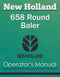 New Holland 658 Round Baler - Operator's Manual