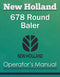 New Holland 678 Round Baler - Operator's Manual