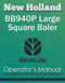 New Holland BB940P Large Square Baler - Operator's Manual