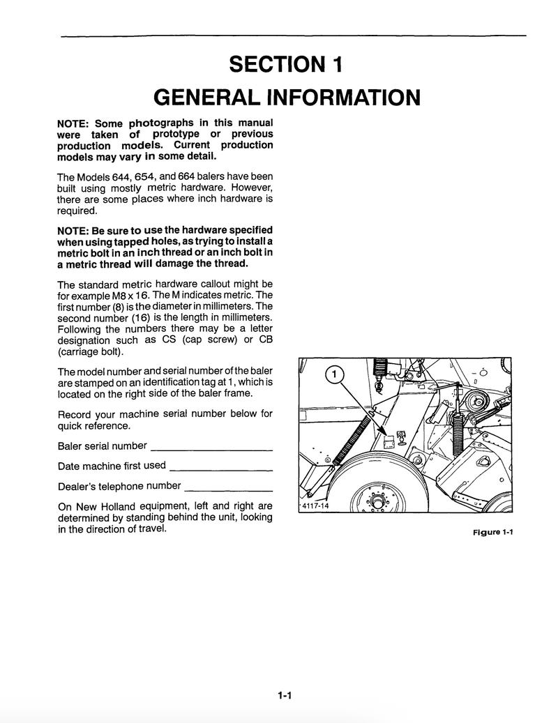 New Holland 644, 654 and 664 Round Baler - Operator's Manual
