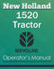 New Holland 1520 Tractor - Operator's Manual