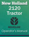 New Holland 2120 Tractor - Operator's Manual