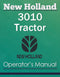 New Holland 3010 Tractor - Operator's Manual