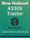 New Holland 4330V Tractor - Operator's Manual