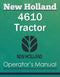 New Holland 4610 Tractor - Operator's Manual