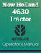 New Holland 4630 Tractor - Operator's Manual