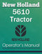 New Holland 5610 Tractor - Operator's Manual