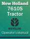 New Holland 7610S Tractor - Operator's Manual