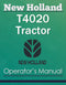 New Holland T4020 Tractor - Operator's Manual