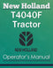 New Holland T4040F Tractor - Operator's Manual