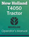 New Holland T4050 Tractor - Operator's Manual