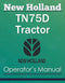 New Holland TN75D Tractor - Operator's Manual