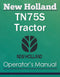New Holland TN75S Tractor - Operator's Manual