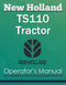 New Holland TS110 Tractor - Operator's Manual