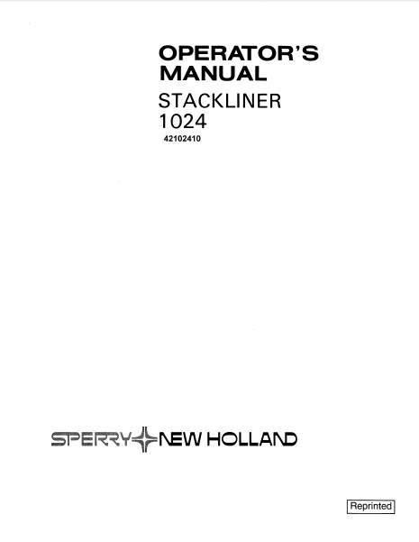 New Holland 1024 Stackliner Manual