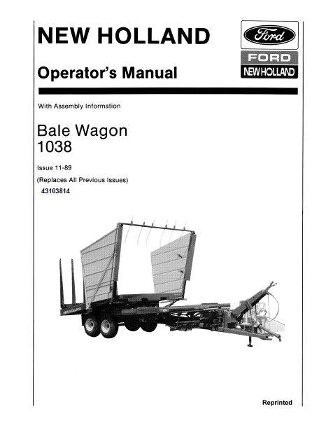 New Holland 1038 Bale Wagon Manual