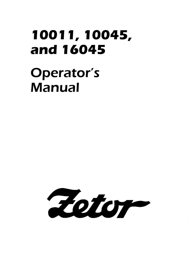 Zetor 10011, 10045, and 16045 Tractor Manual