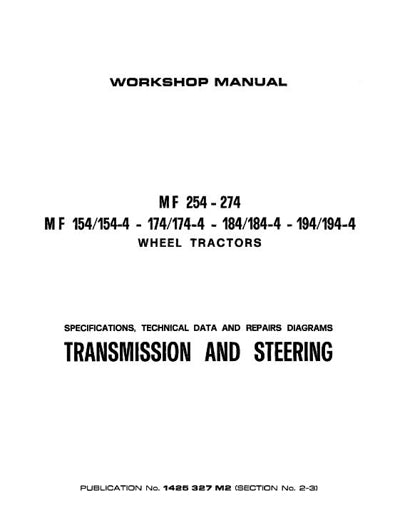 Massey Ferguson 154, 154-4, 174, 174-4, 184, 184-4, 194 and 194-4 Tractor - Service Manual