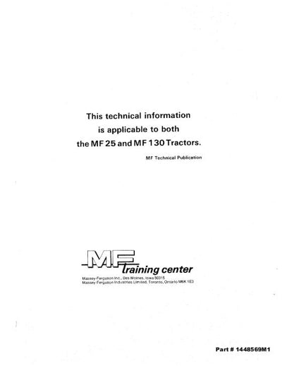 Massey Ferguson 25 and 130 Tractor - Service Manual