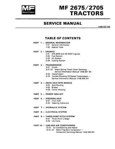 Massey Ferguson 2675 and 2705 Tractor - Service Manual