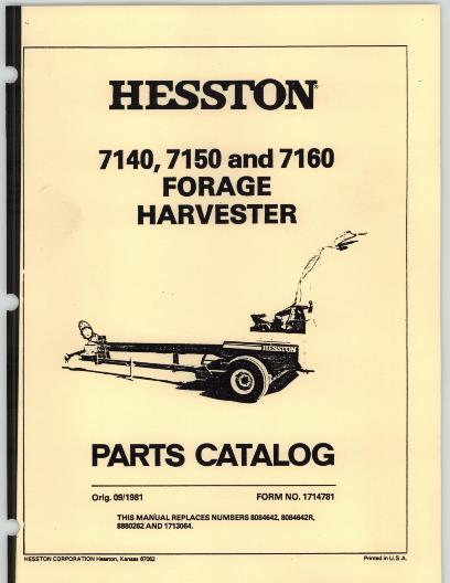 Hesston 7140, 7150, and 7160 Forage Harvester - Parts Catalog
