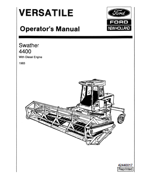 Versatile 4400 Swather Diesel Manual