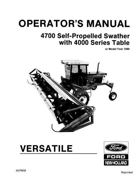 Versatile 4700 Swather Manual
