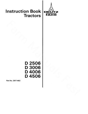 Deutz Fahr D2506, D3006, D4006, D4506 Tractor Manual